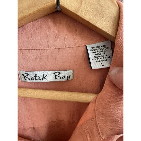 Batik Bay Short Sleeve Button Up Camp Shirt Peach Hawaiian Beach Men’s Large - Picture 4 of 6